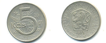 Чехословакия 5 крон 1973 KM 60 медно-никель 93-113