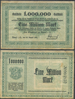 Адорф-им-Фогтланд 1000000 марок 1923 бумага 6285-41-1-2