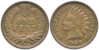 США 1 ЦЕНТ 1900 ИНДЕЕЦ, INDIAN HEAD KM 90а бронза 100-1022