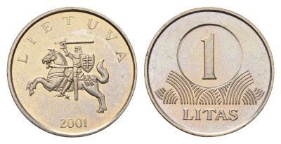 Литва 1 лит 2001 KM 111 медно-никель UNC 4686-1245