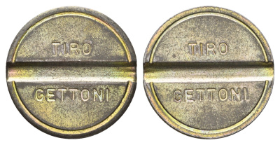 Италия жетон для игровых автоматов Tiro Gettoni диаметр 25,5 мм, вес 6,9 гр нержавеющая сталь 4670-615