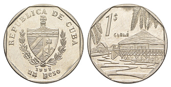 Куба 1 песо 1998 хижины Гуама KM 579 сталь плакированная никелем UNC 4648-1146