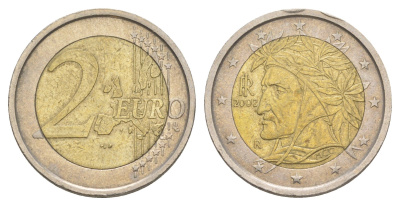 Италия 2 евро 2002 KM 217 биметалл 4629-446