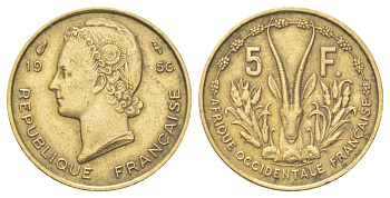 Французская Западная Африка 5 франков 1956 KM 5 медь алюминий 4617-413