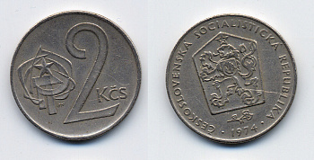 Чехословакия 2 кроны 1974 KM 75 медно-никель 46-1067