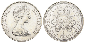 Остров Мэн 1 крона 1977 25 лет правления Королевы Елизаветы II KM 41 медно-никель BU 11-167-34