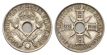 Новая Гвинея 1 шиллинг 1938 Георг VI KM 8 серебро 87-216