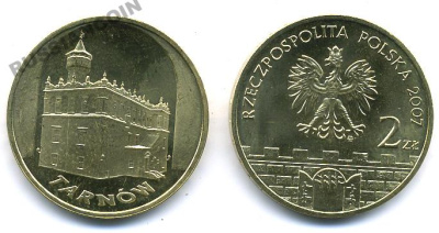 Польша 2 злотых 2007 MW, серия города Польши, Тарнув (Tarnow) KM 625 латунь UNC M3-19