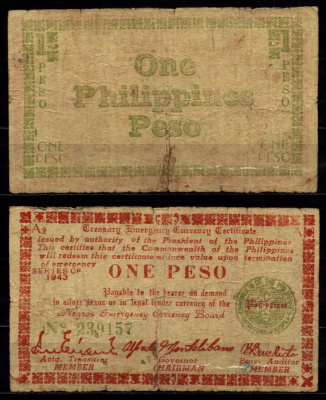 Филиппины, Негрос 1 песо 1944 Pick S672 бумага 8564-4-4-2