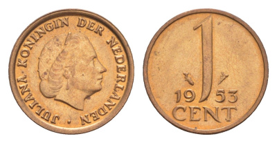 Нидерланды 1 цент 1953 Юлиана (1948-1980) KM 180 бронза UNC 4649-737
