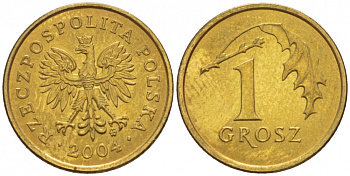 Польша 1 грош 2004 MW KM 276, Parchimowicz 701m латунь UNC 4516-1048