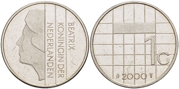 Нидерланды 1 гульден 2000 Беатрикс (1980-2013) KM 205 никель 86-1156