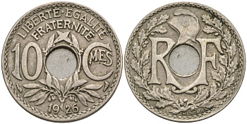 Франция 10 сантимов 1926 KM 866a, Le Franc 138.3 медно-никель 4143-945