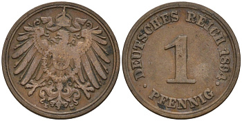 Германия 1 пфенниг 1894 E KM 10, J. 10 медь 4567-929