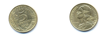 ФРАНЦИЯ 5 САНТИМОВ 1978 ТИП MARIANNE KM 933 медь алюминий никель 4379-935