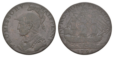 Великобритания, Хэмпшир, Портсея 1/2 пенни 1794 токен, гурт - PAYABLE AT I. IORDANS DRAPER GOSPORT X X X Dalton & Hamer 40 медь 1526-745
