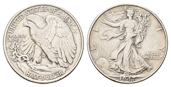 США 1/2 доллара (50 центов) 1947 KM 142 серебро 3711-1243