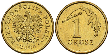 Польша 1 грош 2004 MW KM 276, Parchimowicz 701m латунь 4580-459