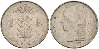 Бельгия 1 франк 1970 Belgie KM 143.1 медно-никель    4592-1144