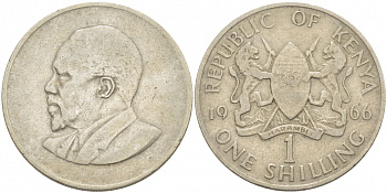 Кения 1 шиллинг 1966 Джомо Кениата KM 5 медно-никель 213-811