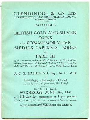 Англия аукционный каталог "Glendining & Co. British Gold and silver coins. Part III. London" 1953    бумага   00-01-19-12