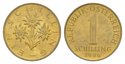 Австрия 1 шиллинг 1994 KM 2886 алюминиевая бронза UNC 4633-746