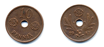 ФИНЛЯНДИЯ 10 ПЕННИ 1942 KM 33.1 медь 51-4968