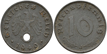 Германия 10 рейхспфеннигов 1940 J KM 101, J. 371 цинк 4187-1034