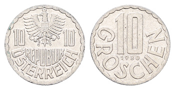 Австрия 10 грошей 1980 KM 2878 алюминий UNC 4669-1236