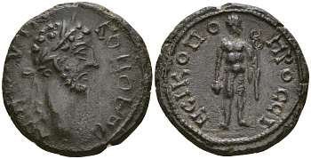 Римская Империя, Провинция Нижняя Мезия, Никополь-на-Истре AE 177 - 192 Коммод, бюст императора / Гермес с кадуцием ( Extremely Fine, very rare ) Moushmov 893 бронза 1100-7-17