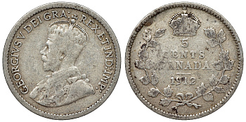 Канада 5 центов 1912 Георг V KM 22 серебро    4115-337