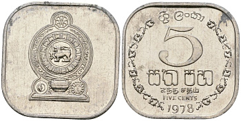 Шри-Ланка 5 центов 1978 KM 139a алюминий 4136-638