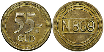 Нидерланды 55 гульденов? 55 GLD N 869, жетон бронза 4521-723