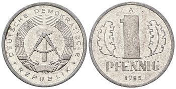 ГДР 1 пфенниг 1985 А KM 8.2 алюминий 4651-139