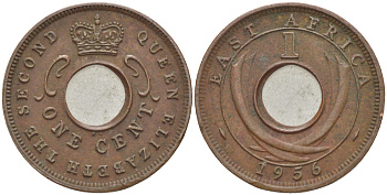 Британская Восточная Африка 1 цент 1956 Елизавета II (1952-) KM 35 бронза 113-735