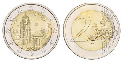 Литва 2 евро 2017 Вильнюс KM 228 биметалл UNC 4670-513