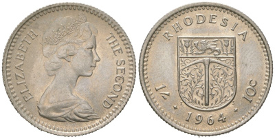 Родезия 1 шиллинг 1964 Елизавета II (1952-2022) KM 2 медно-никель UNC 4616-133
