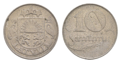 Латвия 10 сантимов 1922 год-тип KM 4 никель 4658-1237