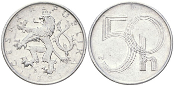 Чехия 50 геллеров 1993 KM 3 алюминий 4613-1026