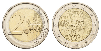 Германия 2 евро 2019 G, 30 лет падению Берлинской стены KM 429 биметалл UNC 71-1127