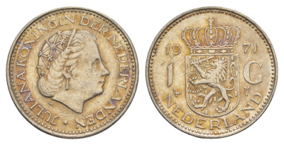 Нидерланды 1 гульден 1971 Юлиана (1948-1980) KM 184a никель 4519-354