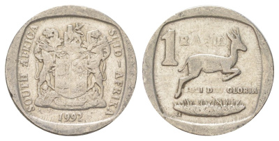 ЮАР 1 ранд 1992 KM 138 медь плакированная никелем 4627-237