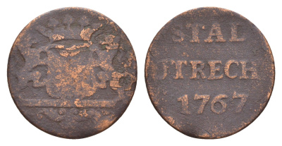 Нидерланды, Голландская Республика, Утрехт 1 дуит 1767 KM 91 медь 4655-542