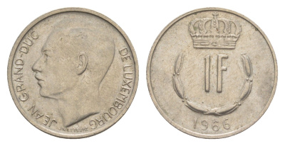 Люксембург 1 франк 1966 Герцог Жан (1964-1999) KM 55 медно-никель 4643-535
