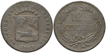 Венесуэла 12 1/2 сентимо 1946 KM 30a медно-никель 4525-835