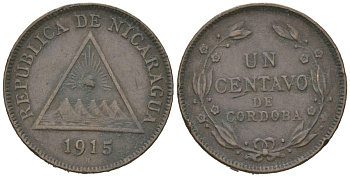 Никарагуа 1 сентаво 1915 KM 11 бронза 4615-851