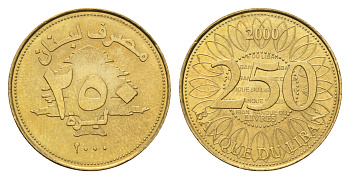 Ливан 250 ливров 2000 орнамент KM 36 медь алюминий никель UNC 4678-415