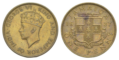 Ямайка 1 пенни 1937 KM 29 никель латунь 4641-747