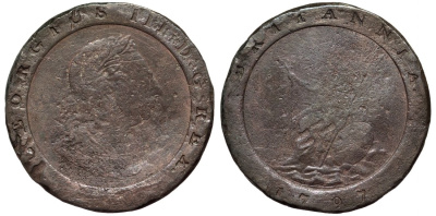 Великобритания 2 пенса 1797 Георг III (1760-1820), большой формат KM 619, Spink 3776 медь 00-1067-4-62