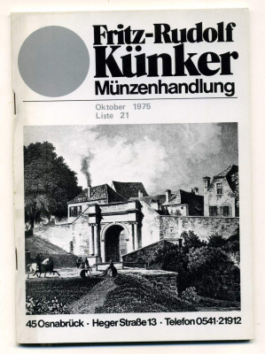 ФРИТЦ-РУДОЛЬФ КЮНКЕР КАТАЛОГ ФИКСИРОВАННЫХ ПРОДАЖ (LAGERKATALOG) 1975 ОКТЯБРЬ, № 21 00-01-01-17